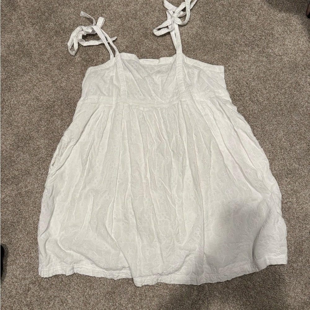 White Sleeveless Dress with Tie Straps